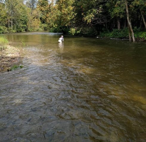 Streamer fishing on the Beaver river in Ontario